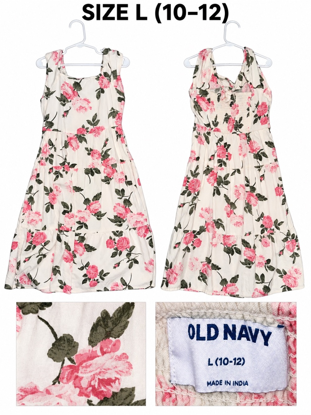 Old Navy Cream Dress with Pink Floral Print